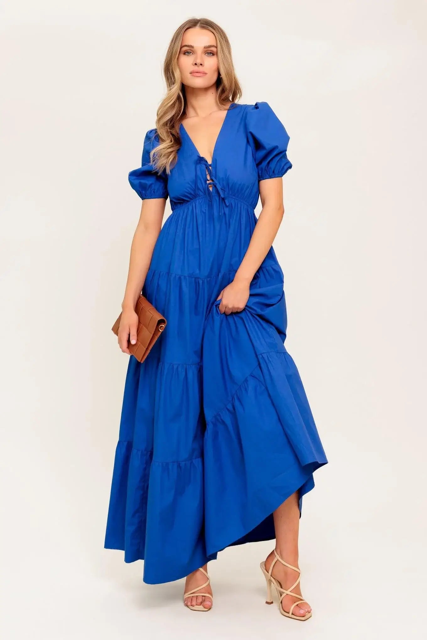 SUMMER GLOW ROYAL BLUE WOVEN MAXI DRESS - Flying Tomato - Flyclothing LLC