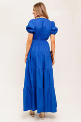 SUMMER GLOW ROYAL BLUE WOVEN MAXI DRESS - Flying Tomato - Flyclothing LLC