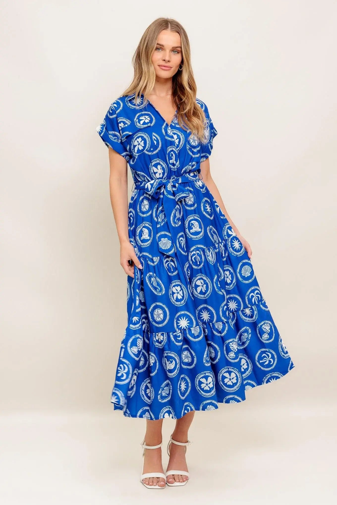 GREEK ISLE MEDALLION WOVEN MIDI DRESS - Flying Tomato - Flyclothing LLC