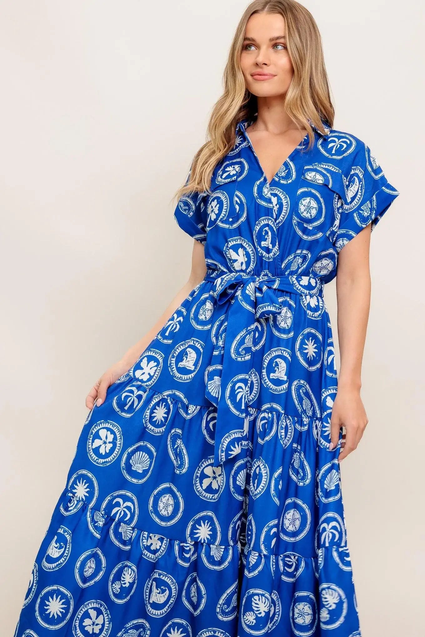 GREEK ISLE MEDALLION WOVEN MIDI DRESS - Flying Tomato - Flyclothing LLC