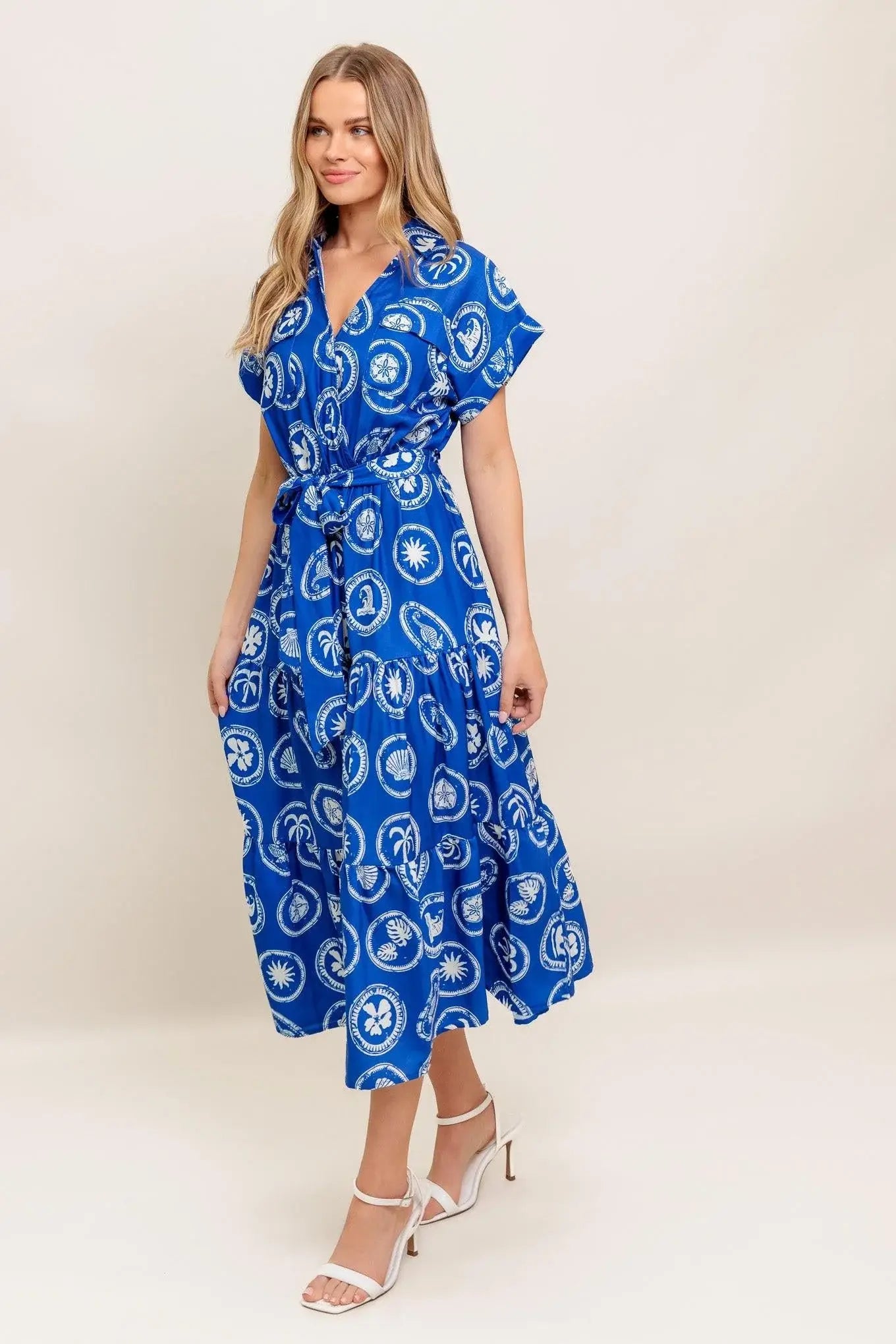 GREEK ISLE MEDALLION WOVEN MIDI DRESS - Flying Tomato - Flyclothing LLC