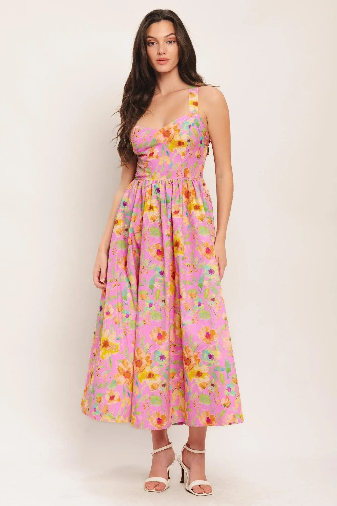 ROSY DAYDREAM WOVEN MIDI DRESS - Flying Tomato - Flyclothing LLC