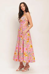 ROSY DAYDREAM WOVEN MIDI DRESS - Flying Tomato - Flyclothing LLC