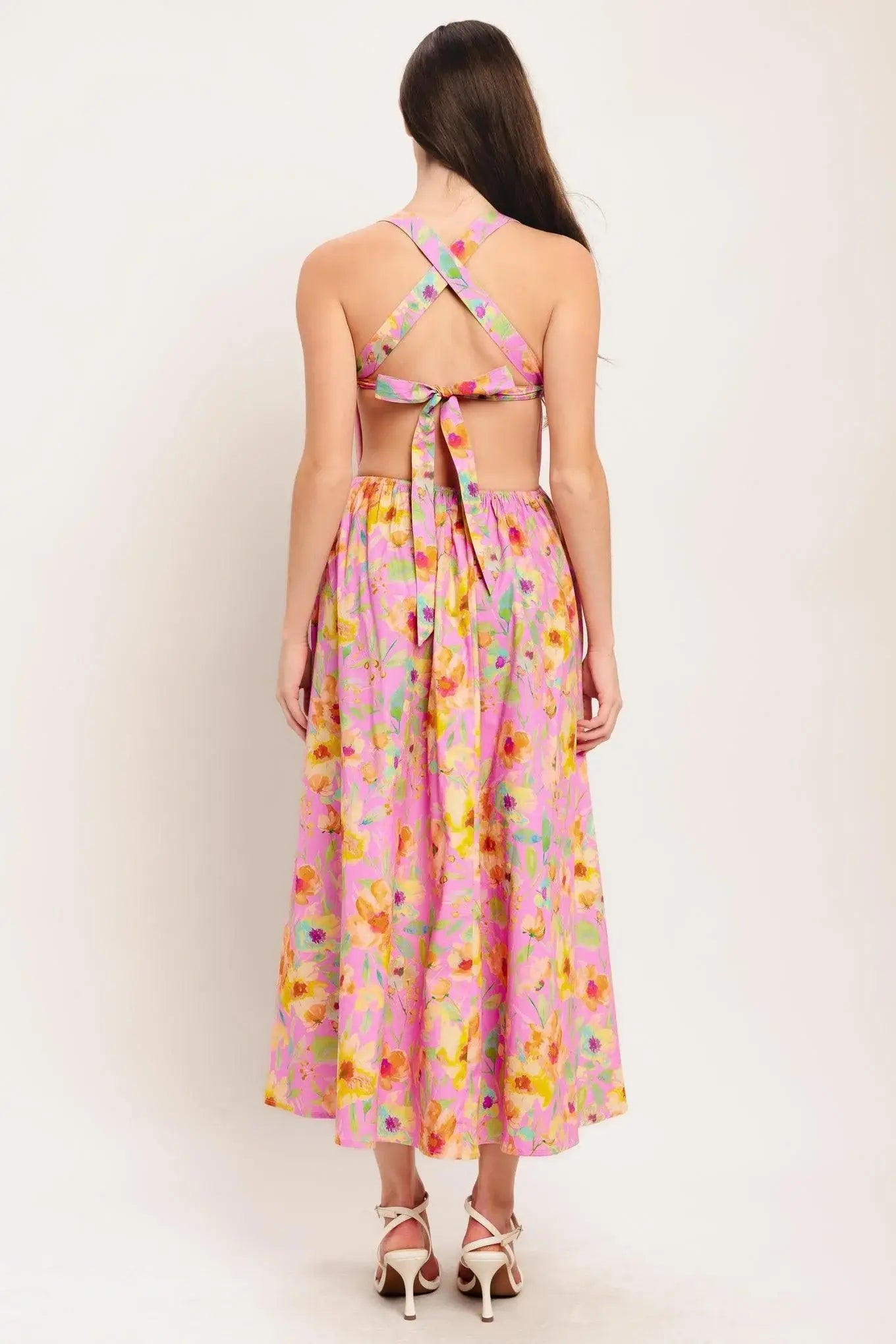 ROSY DAYDREAM WOVEN MIDI DRESS - Flying Tomato - Flyclothing LLC