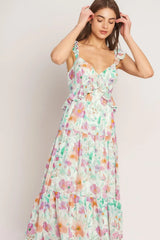 HEAVENLY BLOSSOM WOVEN MAXI DRESS - Flying Tomato - Flyclothing LLC