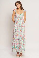 HEAVENLY BLOSSOM WOVEN MAXI DRESS - Flying Tomato - Flyclothing LLC