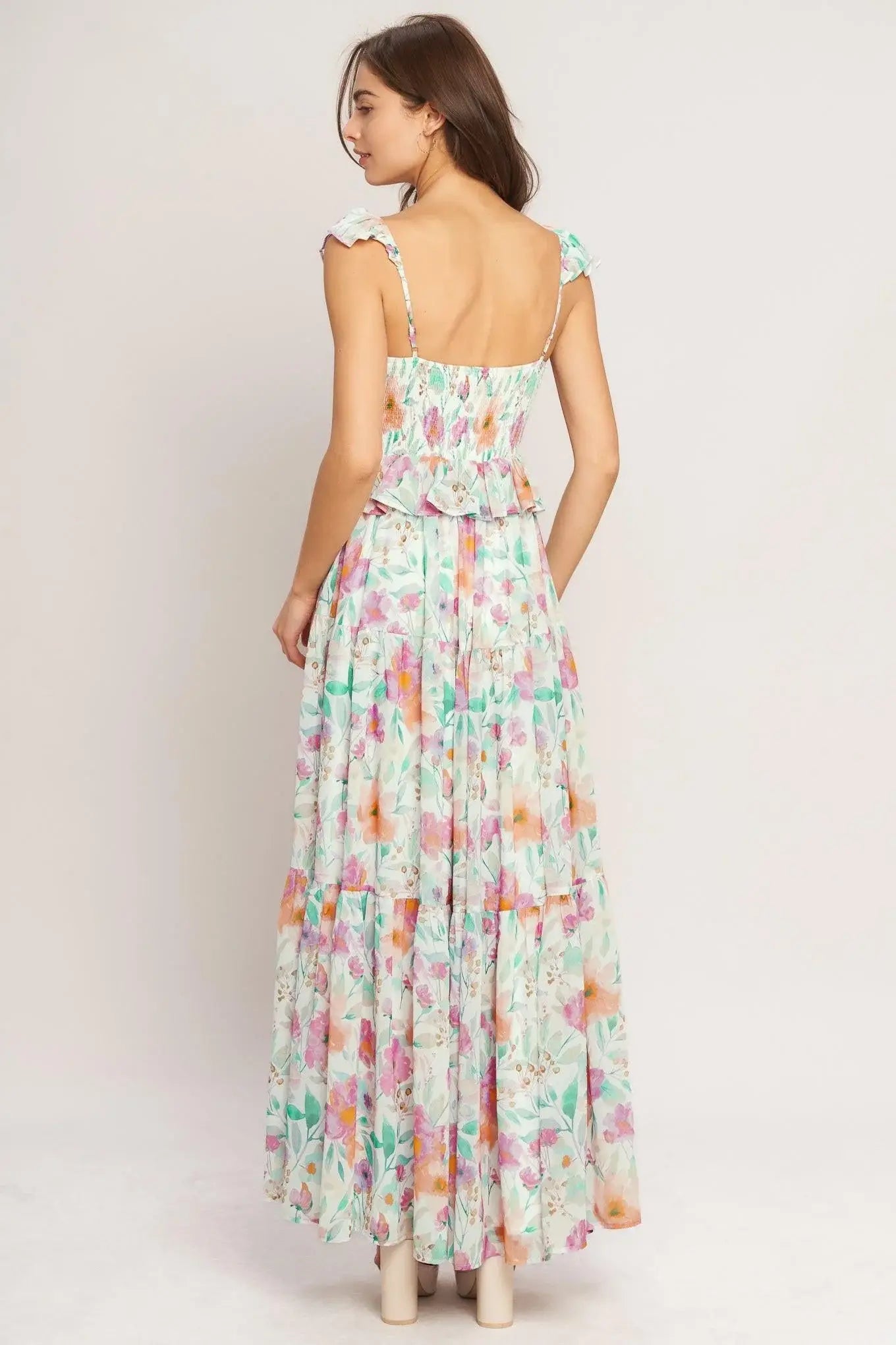 HEAVENLY BLOSSOM WOVEN MAXI DRESS - Flying Tomato - Flyclothing LLC