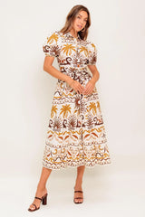 TROPICANA SUNSET WOVEN MIDI DRESS - Flying Tomato - Flyclothing LLC