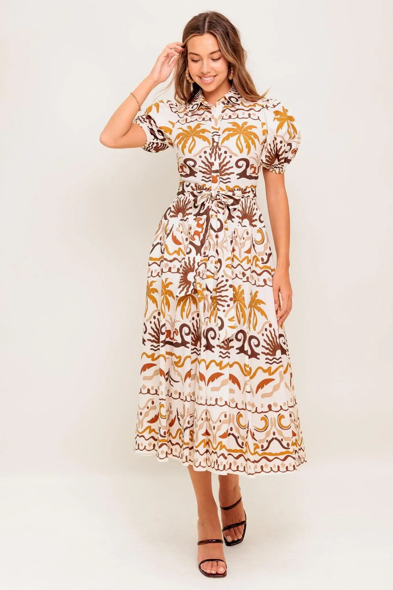 TROPICANA SUNSET WOVEN MIDI DRESS - Flying Tomato - Flyclothing LLC