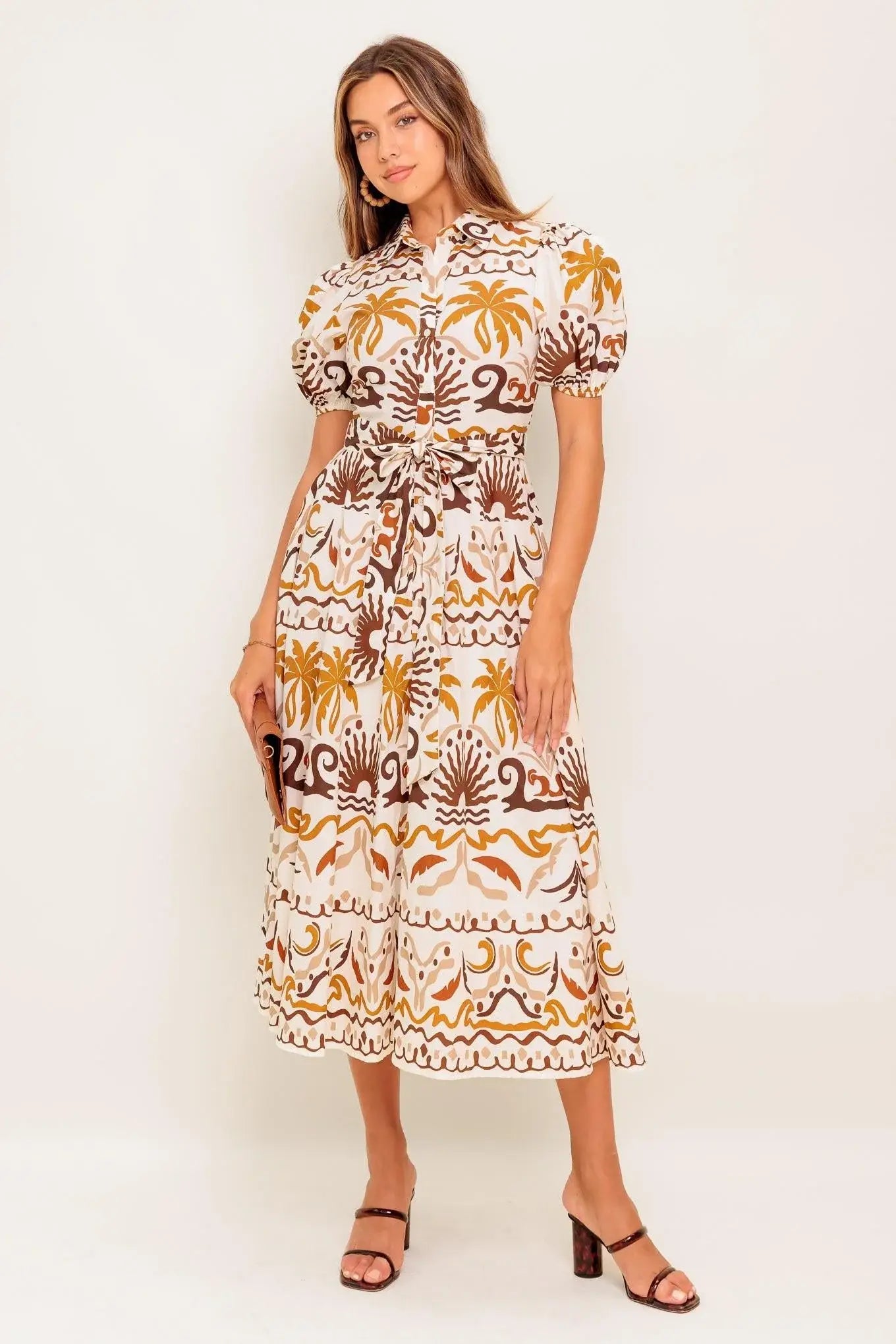 TROPICANA SUNSET WOVEN MIDI DRESS - Flying Tomato - Flyclothing LLC