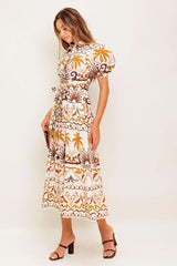 TROPICANA SUNSET WOVEN MIDI DRESS - Flying Tomato - Flyclothing LLC