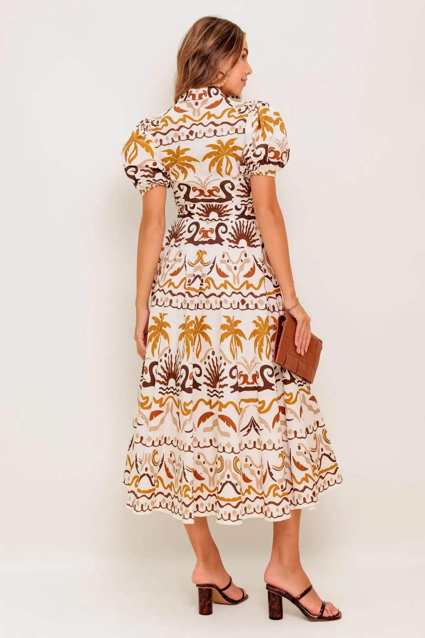 TROPICANA SUNSET WOVEN MIDI DRESS - Flying Tomato - Flyclothing LLC