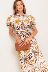 TROPICANA SUNSET WOVEN MIDI DRESS - Flying Tomato - Flyclothing LLC