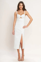 SILENT SHIN TWILL MIDI DRESS - Flying Tomato - Flyclothing LLC