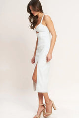 SILENT SHIN TWILL MIDI DRESS - Flying Tomato - Flyclothing LLC