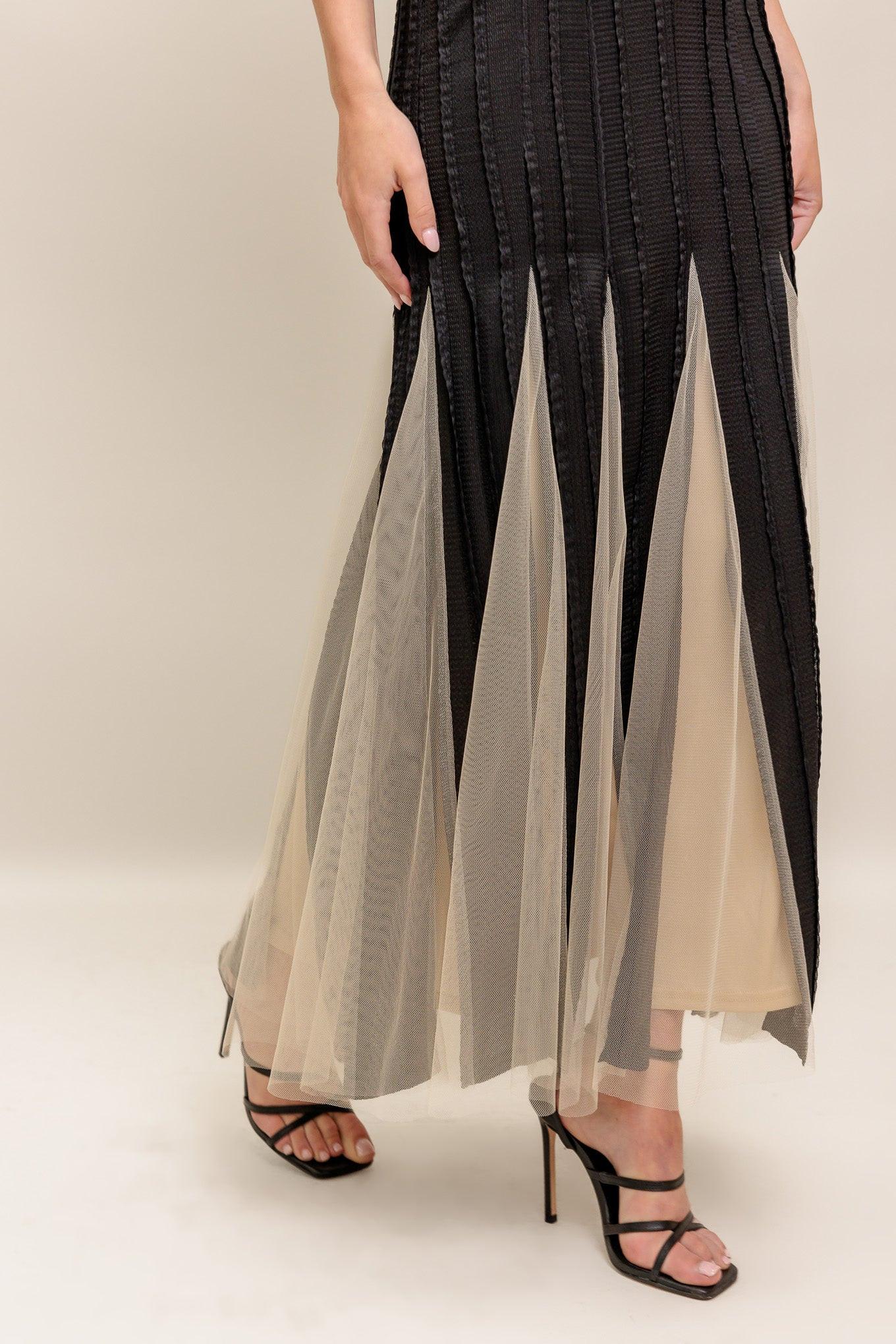 NOIR TULLE BLACK KNIT MAXI DRESS