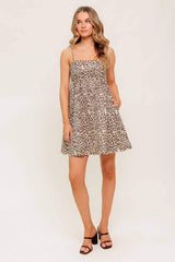 TOO SWEET LEOPARD WOVEN MINI DRESS - Flying Tomato - Flyclothing LLC