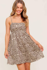 TOO SWEET LEOPARD WOVEN MINI DRESS - Flying Tomato - Flyclothing LLC