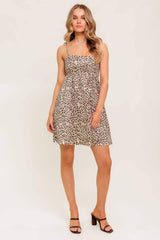 TOO SWEET LEOPARD WOVEN MINI DRESS - Flying Tomato - Flyclothing LLC
