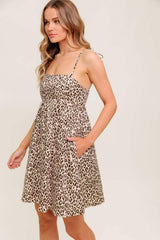 TOO SWEET LEOPARD WOVEN MINI DRESS - Flying Tomato - Flyclothing LLC