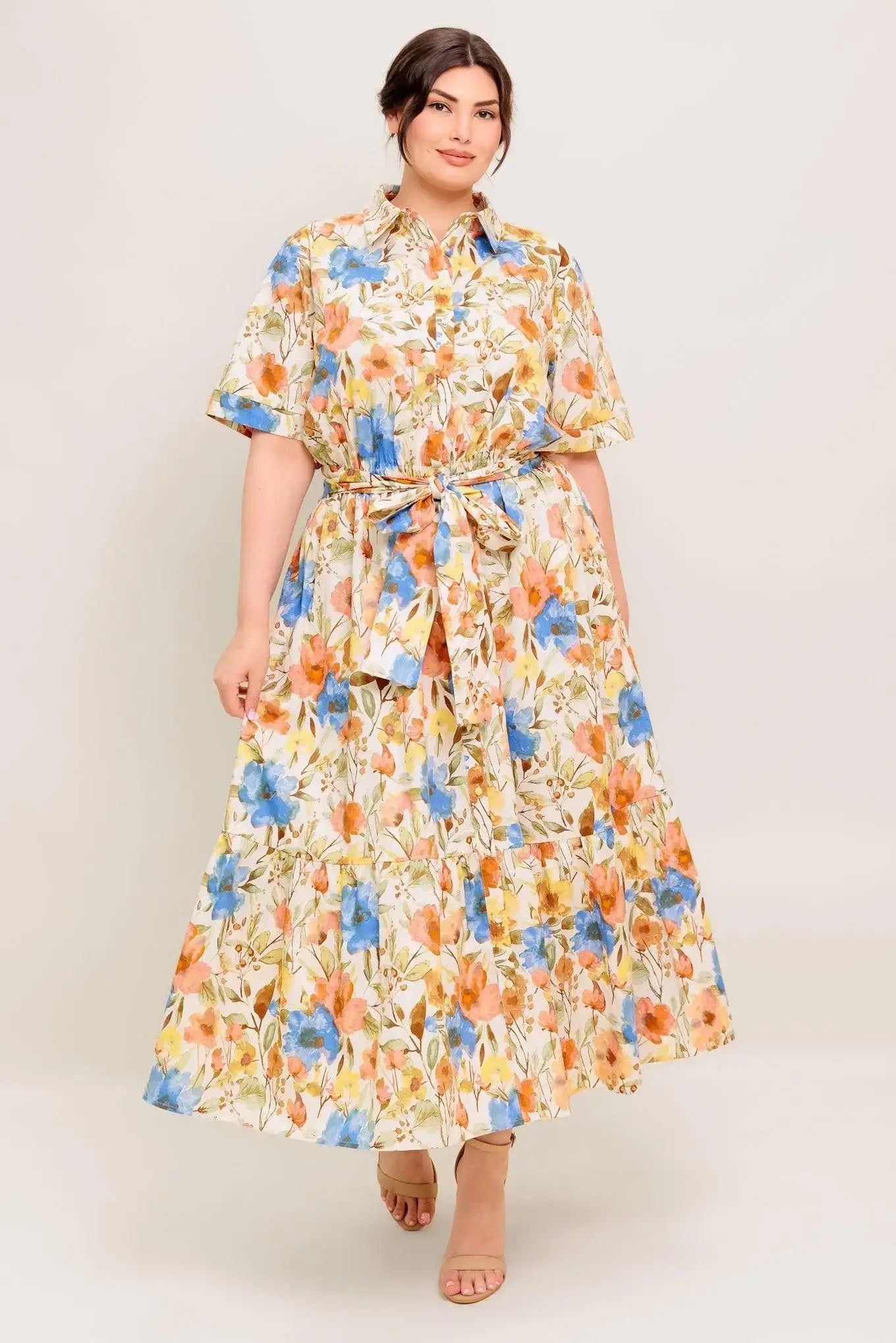 HAZEL DREAM IVORY WOVEN MIDI DRESS - Flying Tomato - Flyclothing LLC