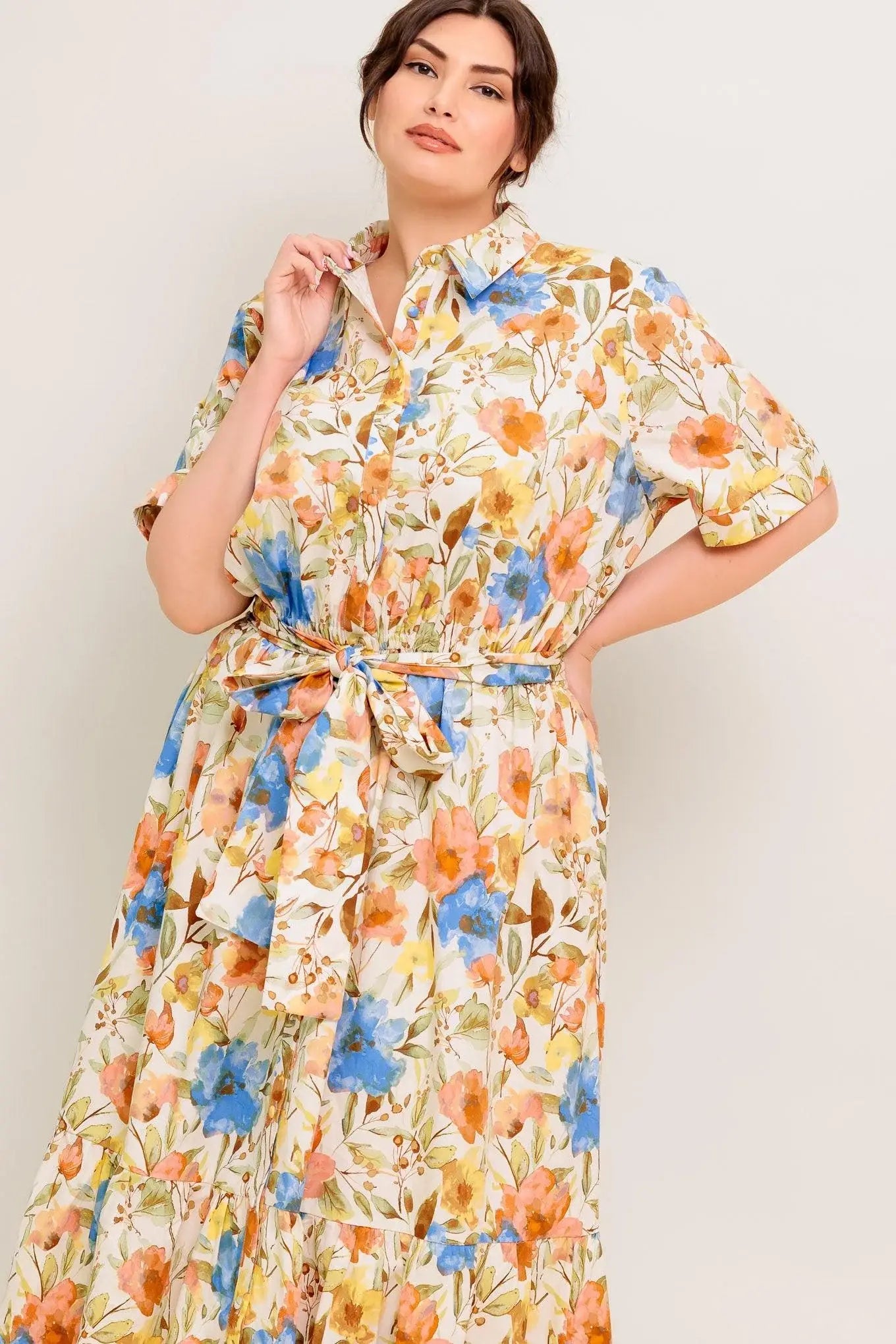 HAZEL DREAM IVORY WOVEN MIDI DRESS - Flying Tomato - Flyclothing LLC