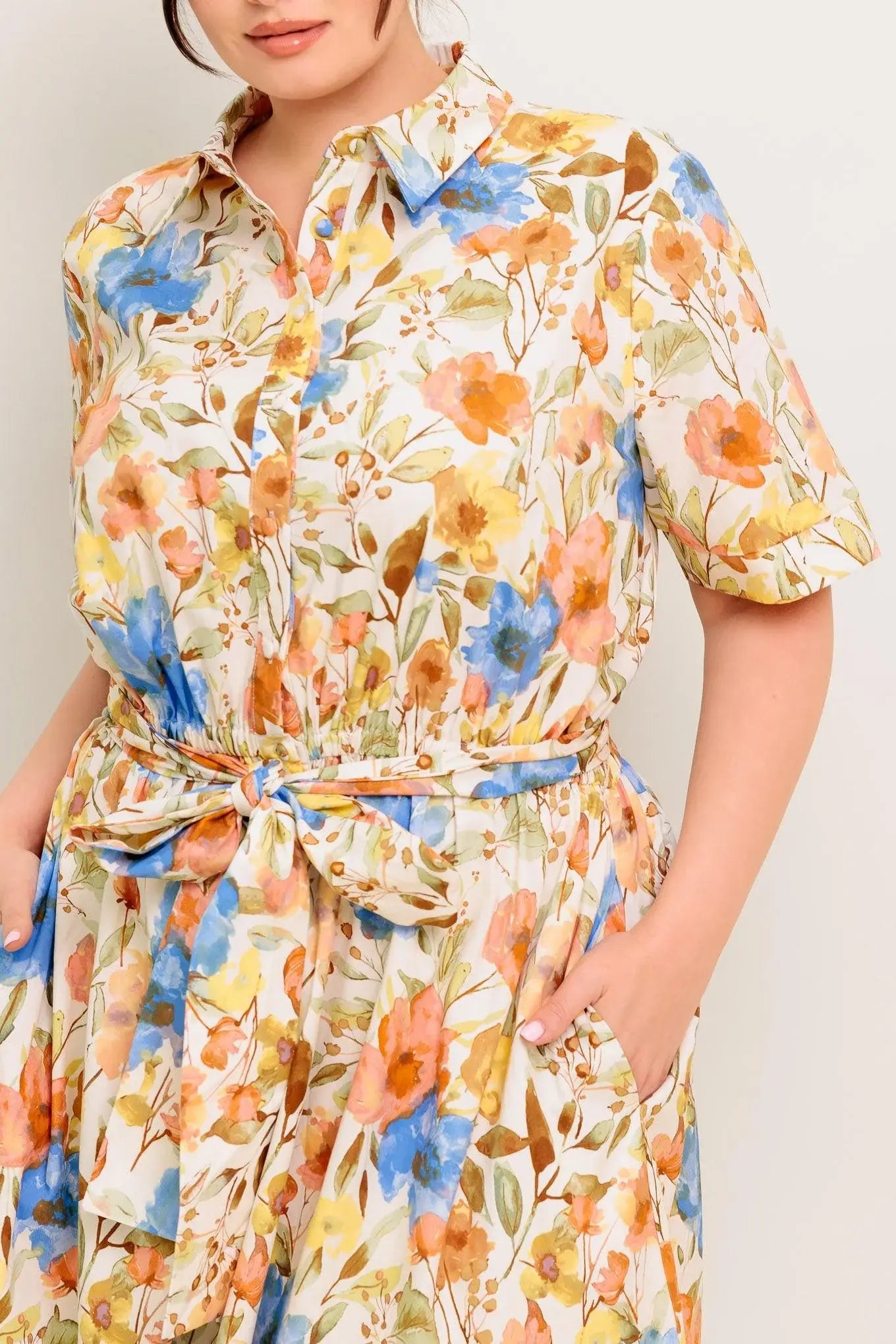 HAZEL DREAM IVORY WOVEN MIDI DRESS - Flying Tomato - Flyclothing LLC