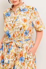 HAZEL DREAM IVORY WOVEN MIDI DRESS - Flying Tomato - Flyclothing LLC