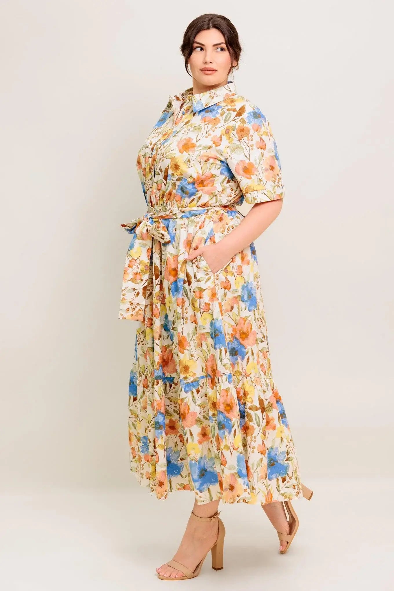 HAZEL DREAM IVORY WOVEN MIDI DRESS - Flying Tomato - Flyclothing LLC