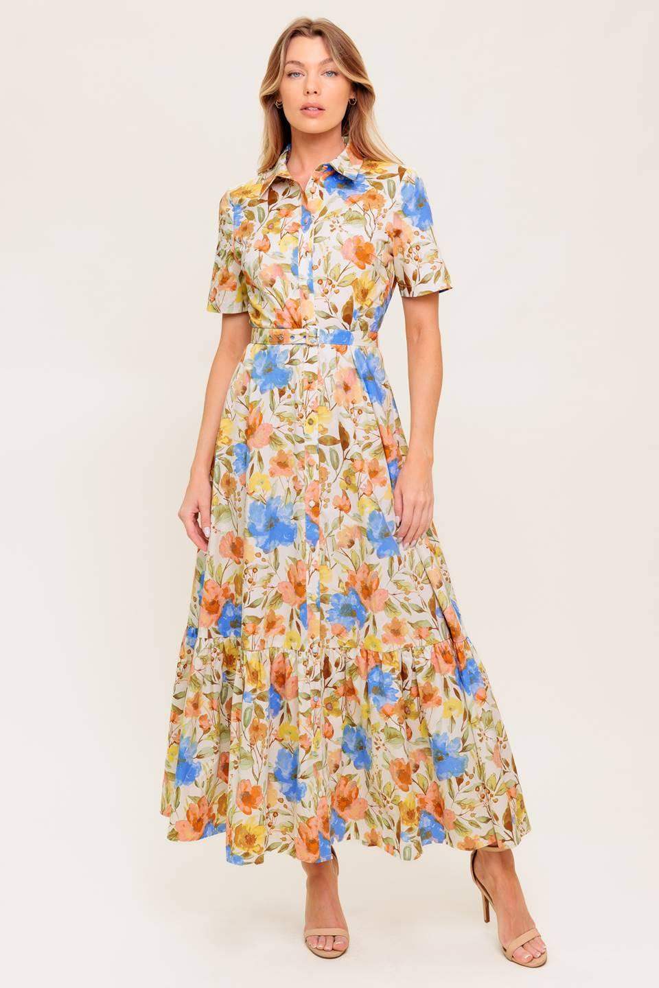 HAZEL DREAM IVORY WOVEN MIDI DRESS - Flying Tomato - Flyclothing LLC