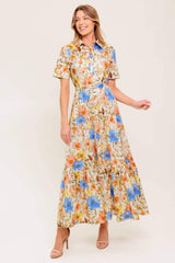 HAZEL DREAM IVORY WOVEN MIDI DRESS - Flying Tomato - Flyclothing LLC