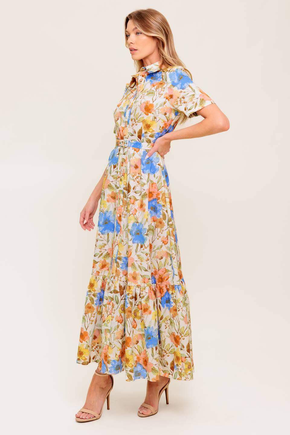 HAZEL DREAM IVORY WOVEN MIDI DRESS - Flying Tomato - Flyclothing LLC