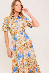 HAZEL DREAM IVORY WOVEN MIDI DRESS - Flying Tomato - Flyclothing LLC