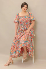 ROSY TWILIGHT WOVEN MIDI DRESS - Flying Tomato - Flyclothing LLC