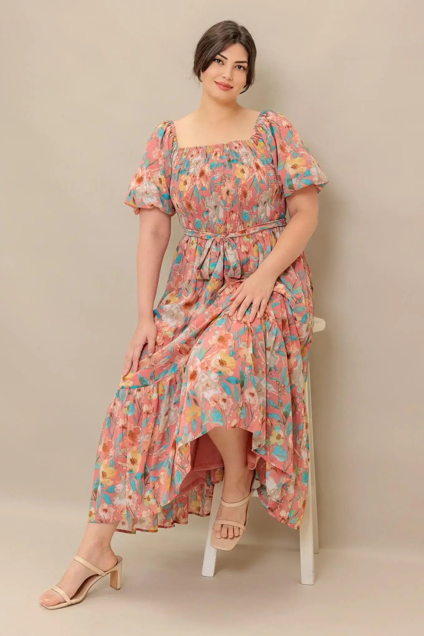 ROSY TWILIGHT WOVEN MIDI DRESS - Flying Tomato - Flyclothing LLC