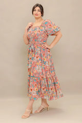 ROSY TWILIGHT WOVEN MIDI DRESS - Flying Tomato - Flyclothing LLC
