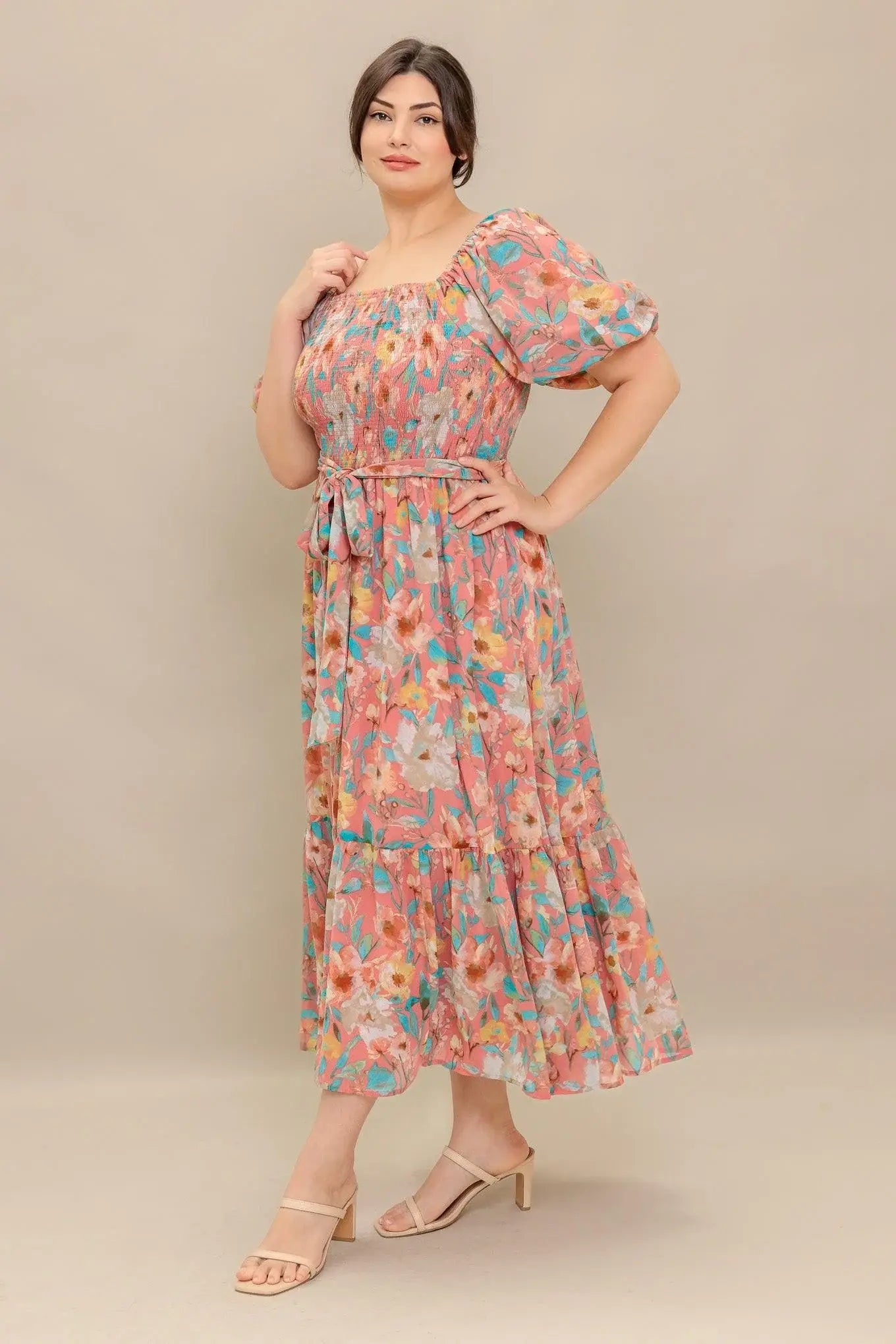 ROSY TWILIGHT WOVEN MIDI DRESS - Flying Tomato - Flyclothing LLC