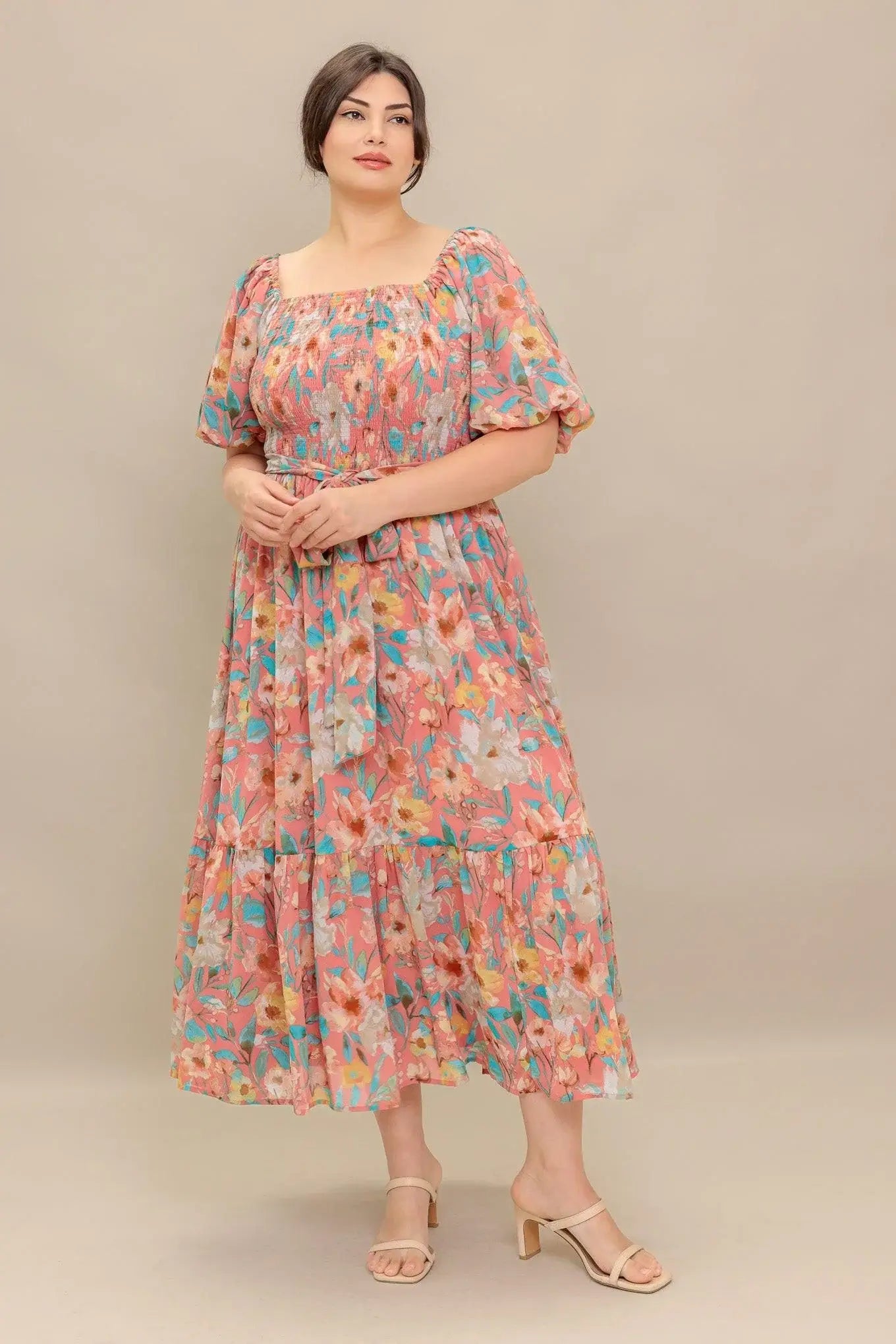 ROSY TWILIGHT WOVEN MIDI DRESS - Flying Tomato - Flyclothing LLC