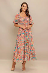 ROSY TWILIGHT WOVEN MIDI DRESS - Flying Tomato - Flyclothing LLC