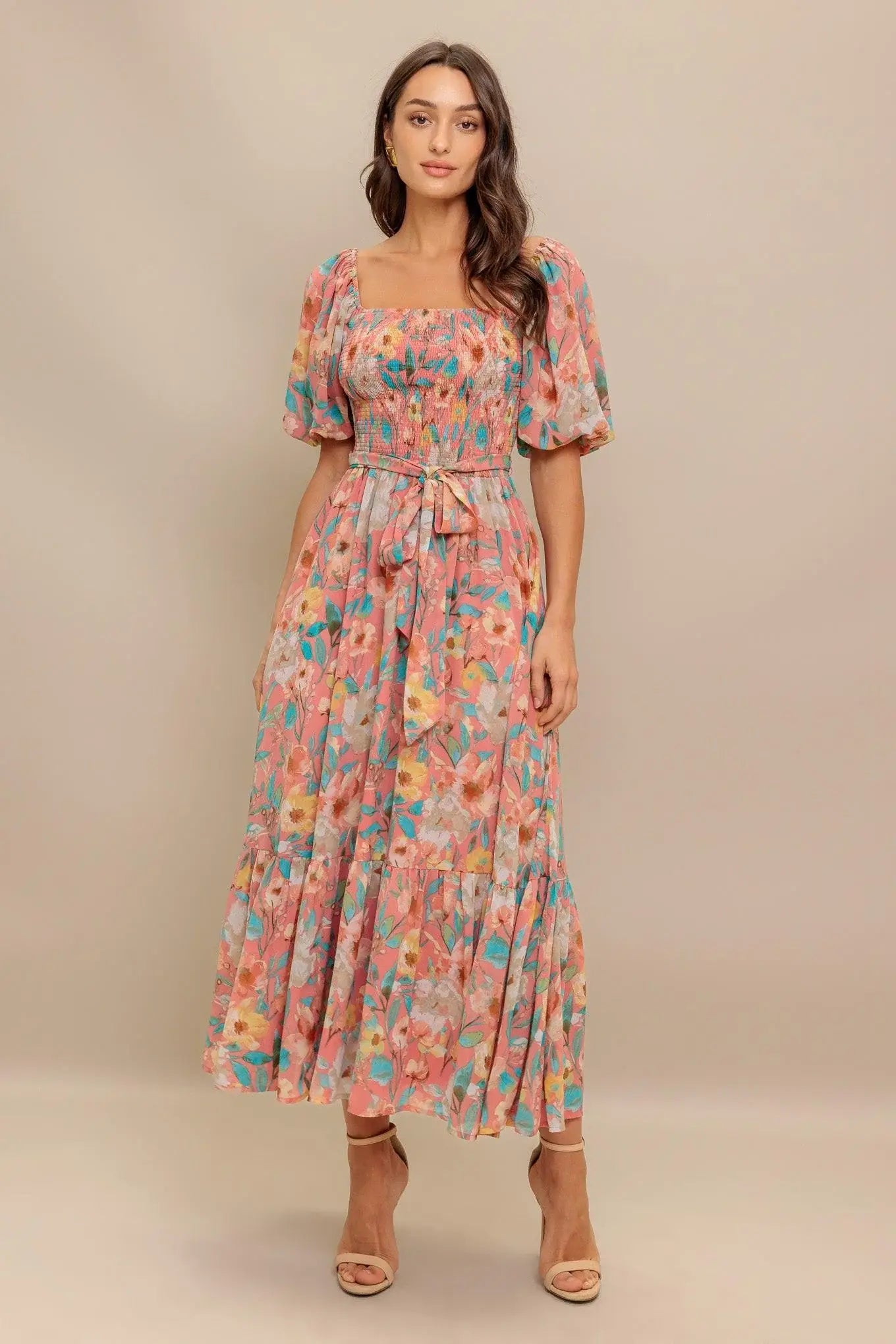 ROSY TWILIGHT WOVEN MIDI DRESS - Flying Tomato - Flyclothing LLC