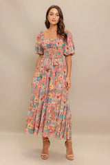 ROSY TWILIGHT WOVEN MIDI DRESS - Flying Tomato - Flyclothing LLC