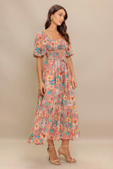ROSY TWILIGHT WOVEN MIDI DRESS - Flying Tomato - Flyclothing LLC