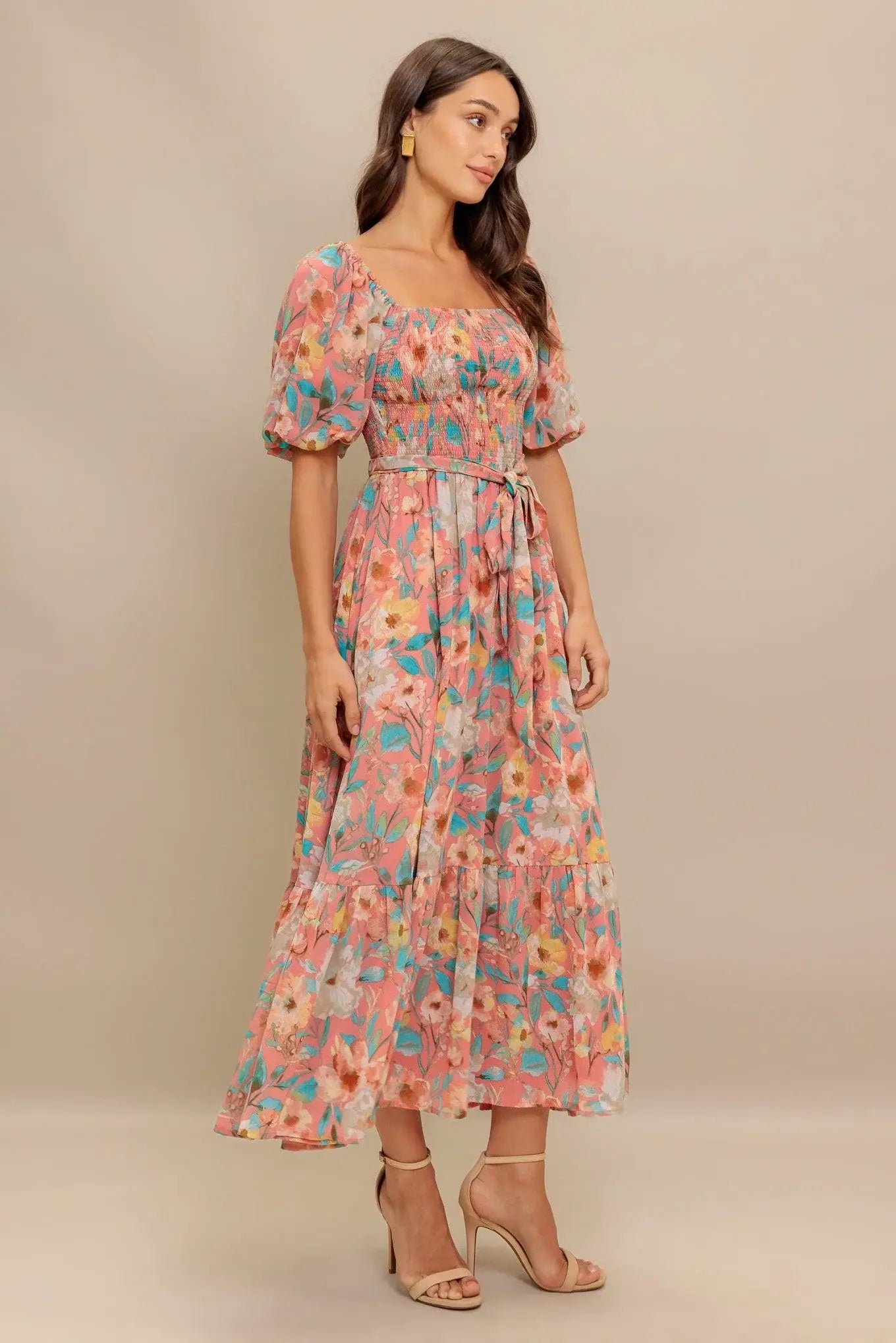 ROSY TWILIGHT WOVEN MIDI DRESS - Flying Tomato - Flyclothing LLC