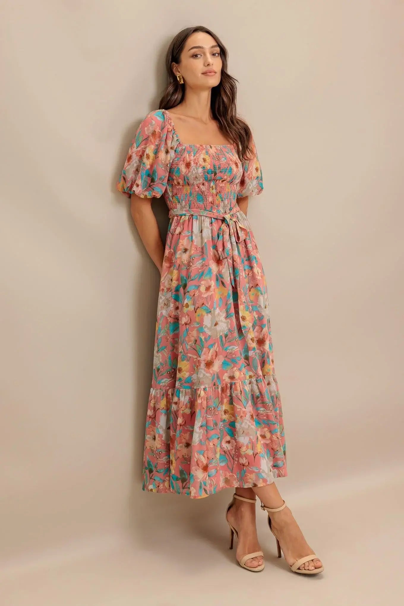 ROSY TWILIGHT WOVEN MIDI DRESS - Flying Tomato - Flyclothing LLC