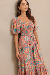 ROSY TWILIGHT WOVEN MIDI DRESS - Flying Tomato - Flyclothing LLC