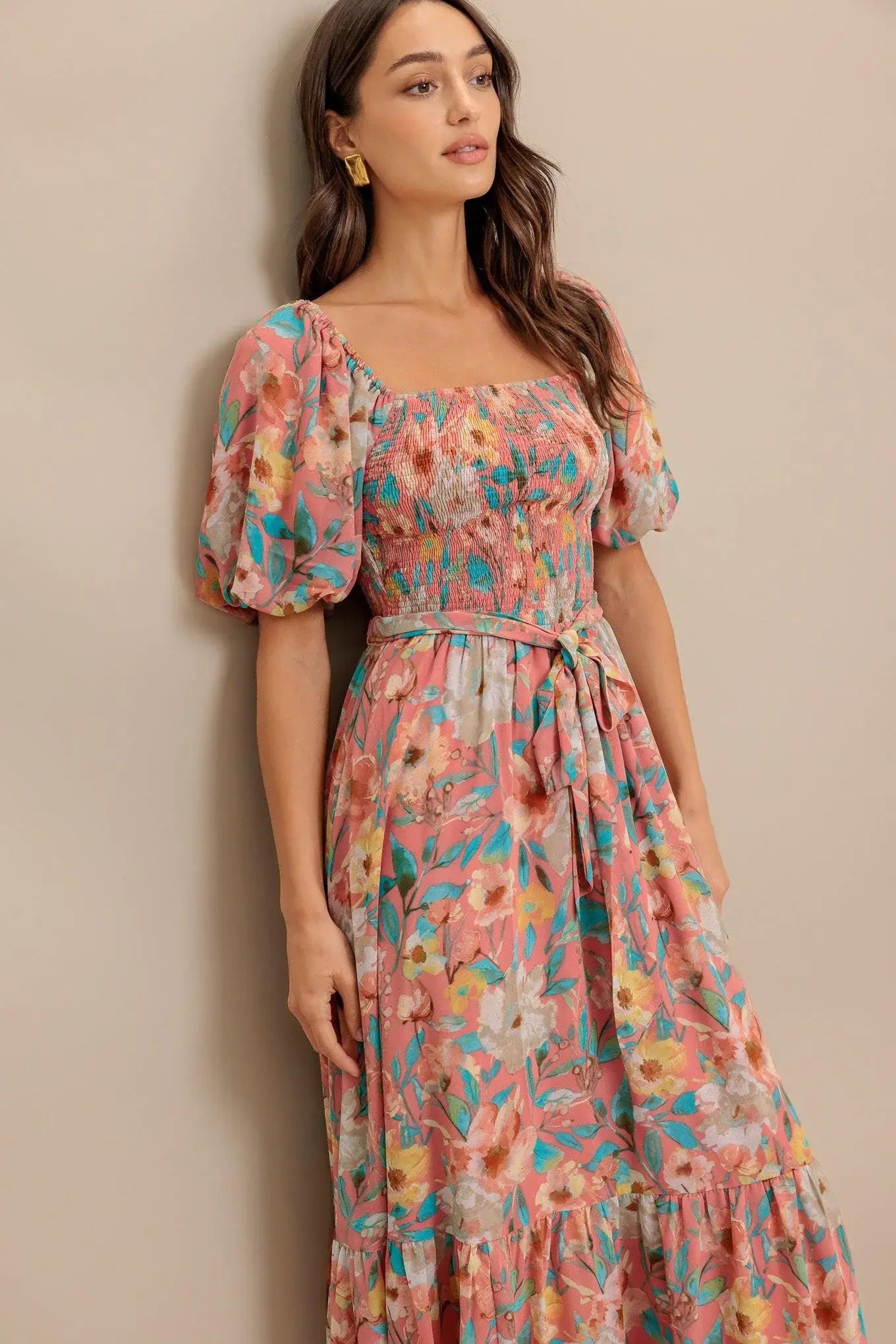 ROSY TWILIGHT WOVEN MIDI DRESS - Flying Tomato - Flyclothing LLC