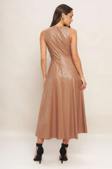 BARE SOPHISTIQUE FAUX LEATHER MIDI DRESS - Flying Tomato - Flyclothing LLC