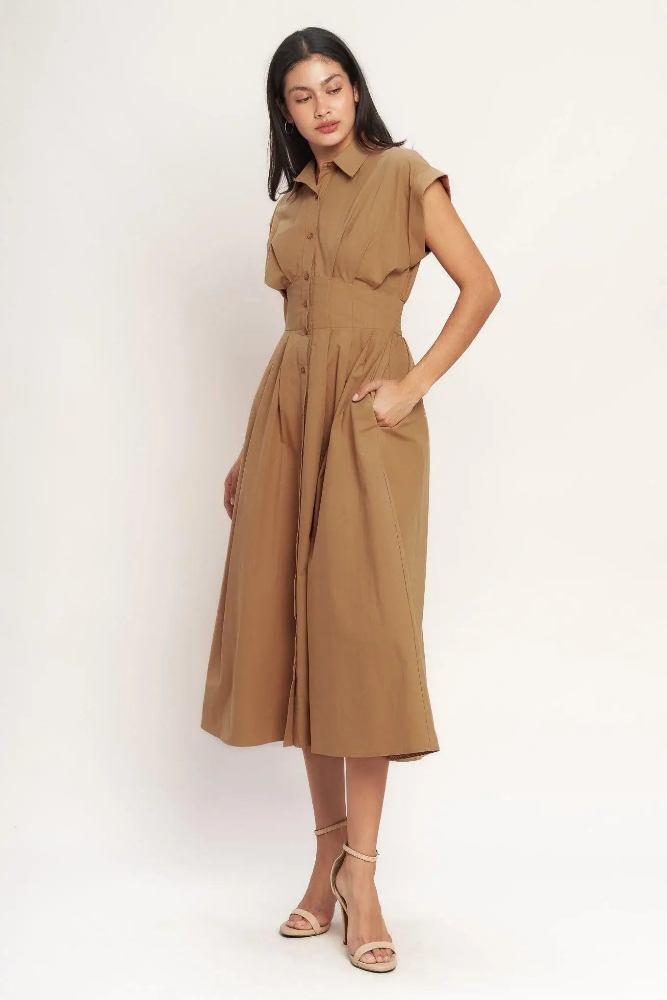 LOVE YOU MORE WOVEN MIDI DRESS - Flying Tomato - Flyclothing LLC