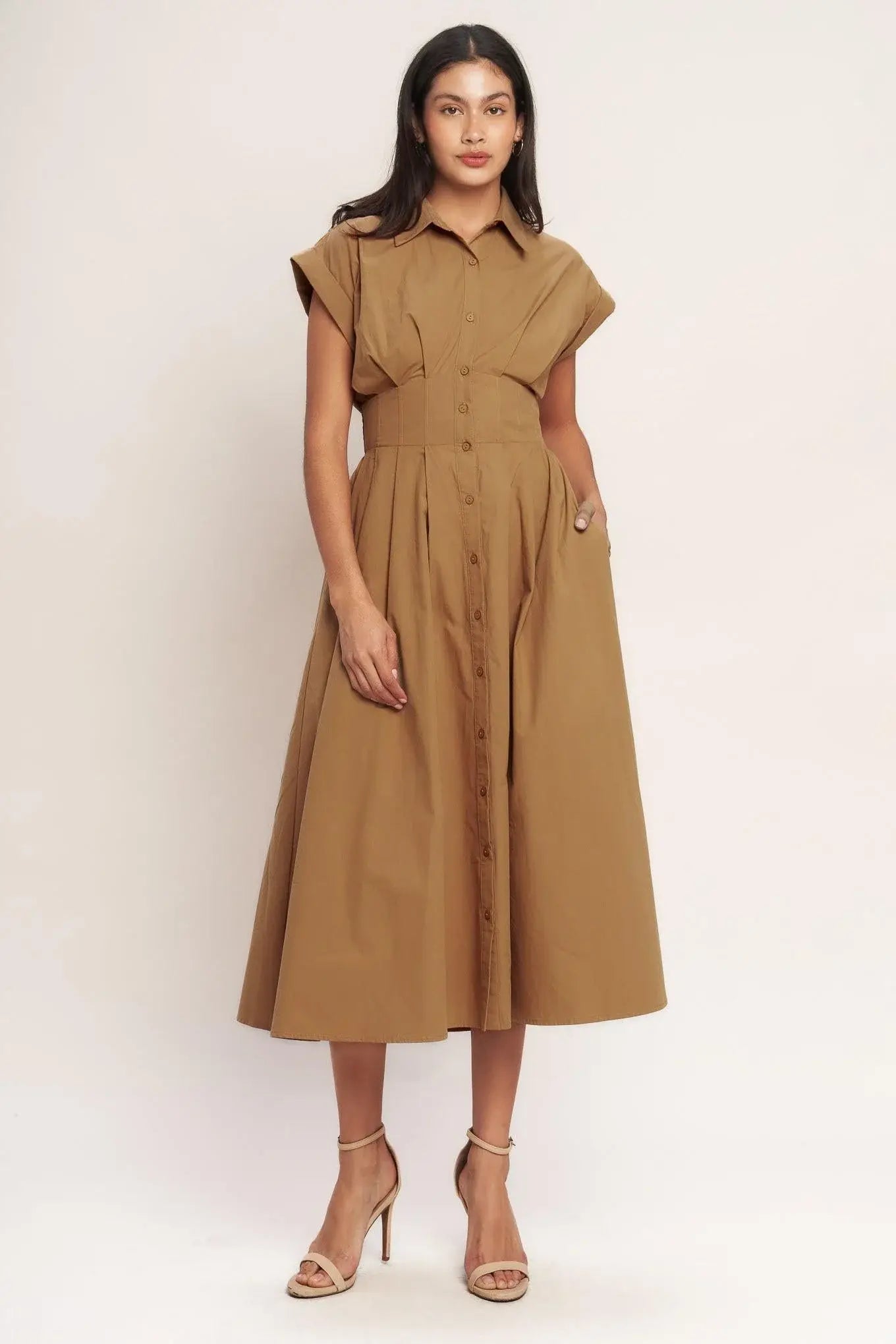 LOVE YOU MORE WOVEN MIDI DRESS - Flying Tomato - Flyclothing LLC