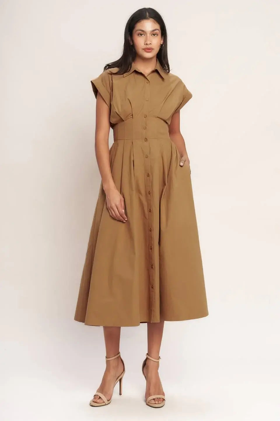LOVE YOU MORE WOVEN MIDI DRESS - Flying Tomato - Flyclothing LLC